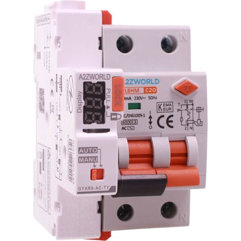RCBO Interruttore Magnetotermico Differenziale WIFI Con Riarmo Automaico, Tipo AC Curva C 1P+N 3M 6000A 30mA C6A AC 230V IP20 IEC61009-1 PL8HM, Disponibili 6A 10A 16A 20A 25A 32A (C20A)