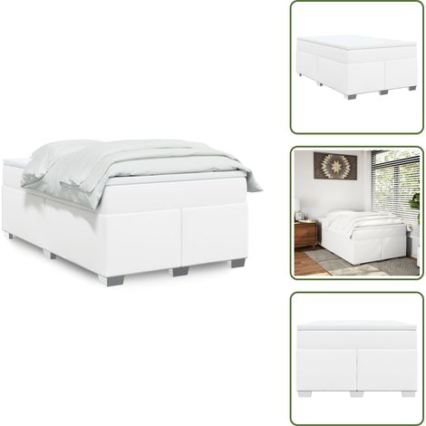 The Living Store Giroletto a Molle con Materasso Bianco 120x190 cm in Similpelle - Materasso a molle insacchettato