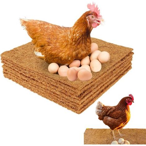 Lot de 10 tapis en fibre de coco - Tapis de ponte - Tapis pour poulailler - 25 x 25 cm - Tapis pour nids de poules - Convient aux poules, poussins et autres oiseaux - Marron - Facile à découper et à n (1/5)