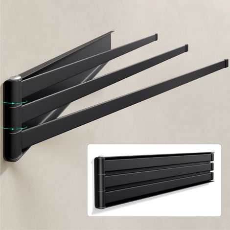 Mai & Mai Porte-Serviettes sans Perçage Autocollant Support Mural Rotatif en Acier au Carbone Étagère Magnétique pour Machine à Laver pour Salle de Bain Étagère Douche Noir Mat 40×39×6 CM Folda-02 (1/5)