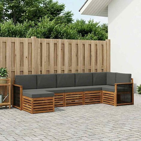 vidaXL Ecksofa Set mit Kissen 6 pcs Natur und Anthrazit (1/5)