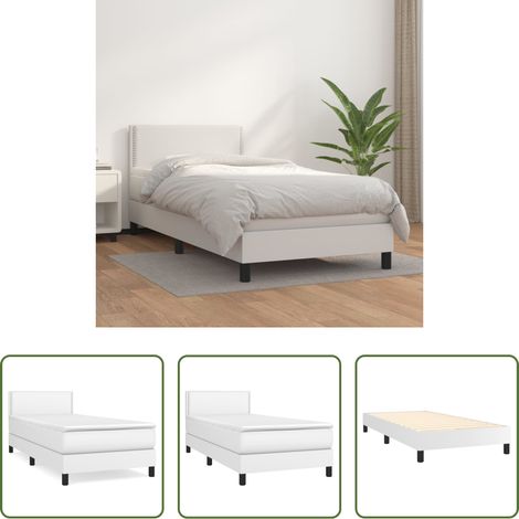 Kunstlederbett - Boxspringbett mit Matratze Weiß 100x200 cm Kunstleder (1/5)