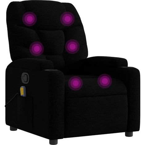 Massagesessel mit Vibrationsfunktion und manueller Liegefunktion, Schwarz Stoff (1/5)