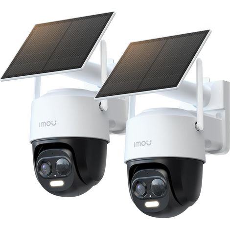 2K Lot 2 Caméras Surveillance WiFi Exterieure sans Fil Solaire, 2.4GHz Caméra Solaire Exterieur 360° PTZ, Batterie 5000mAh, Détection de Personnes/Véhicules,Vision Nocturne Couluer,IP65,Mode Privé (1/5)
