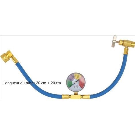R134A Tuyau De Charge Auto Climatisation,Tuyau De Charge De Réfrigérant Pour Climatisation Avec Jauge, Kit Recharge Gaz Clim Voiture R134A (1/2 Filetage Pour L'amérique Et L'europe) (1/3)