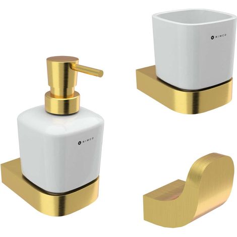 Nimco Nikau - Set di accessori per il bagno, oro spazzolato NKZ set-31K-T-Z (1/2)