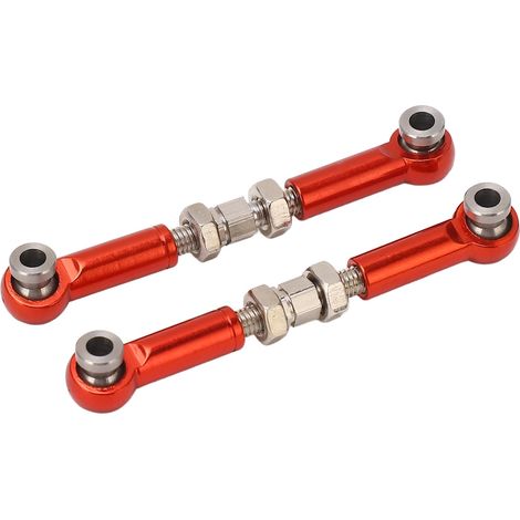 Lot de 2 biellettes de direction en alliage d'aluminium pour voitures RC MJX 14210, 14209, 16208 et 16209 (échelle 1/14), rouge. (1/5)