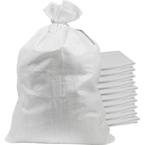 Gewebesack ungefüllt für Hochwasserschutz, ideal als Sandsack verwendbar, 400x600mm, Sack mit Band - 10 Stück