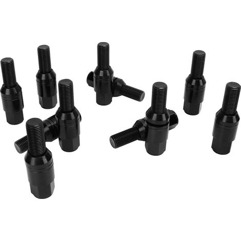 Lot de 20 boulons de roue coniques M14x1.5 avec écrou à cône siège tapered acier 35CrMo noir pour voiture auto accessoire universel (1/5)