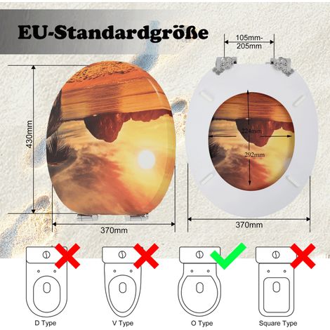 Homseat MDF Toilet Seat with Soft Close function, Sunset Beach Finish (1/5)