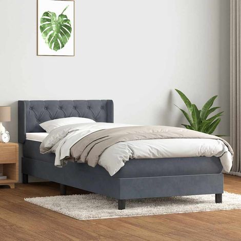 Boxspringbett mit Matratze Dunkelgrau 80x210 cm Samt (1/5)
