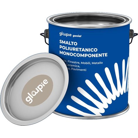 GLOUPIE GENIAL Smalto Poliuretanico Monocomponente Ad Acqua Per Interni Ed Esterni, Tortora Opaco, 0,75 Lt, Made In Italy