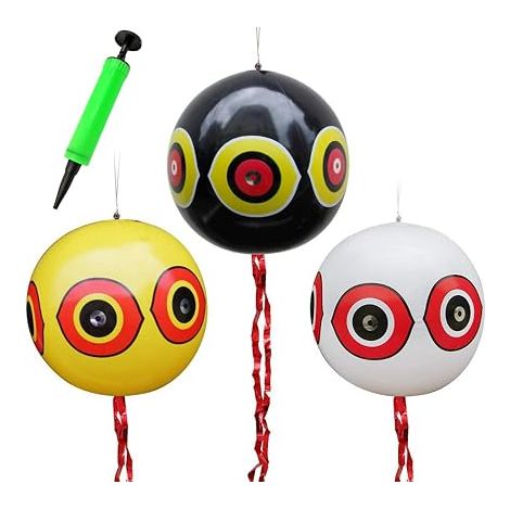 Ballons Faire Peur aux Oiseaux, Ballons Effrayer Oiseaux, Ballon Anti-Oiseaux avec Yeux réfléchissants et Rayures crépitantes, Effrayer Oiseaux Moineau, Pigeon, Pic (1/5)