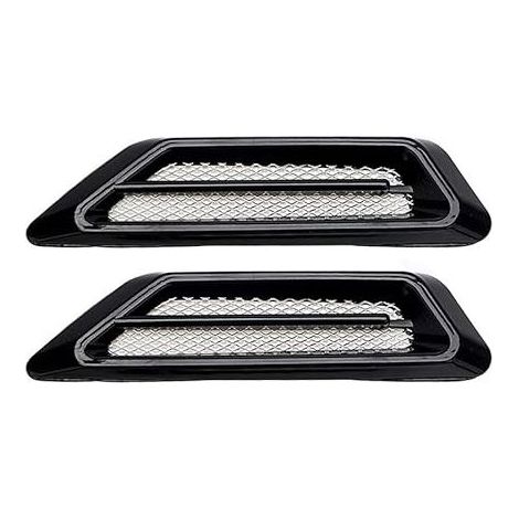 Prise D'air Décorative Couverture, 2 Pièces Grille de Ventilation Latérale Sortie Latérales Débit D'air Fender Couverture D'admission Grille Décoratif Garniture,Noir (1/5)