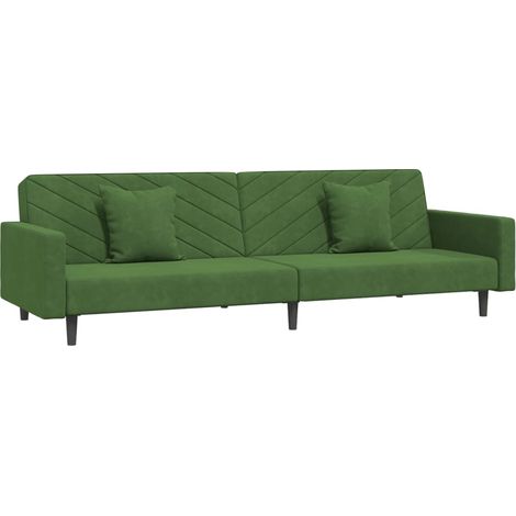 Canapé  Sofa-lit à 2 places avec deux oreillers Vert foncé Velours