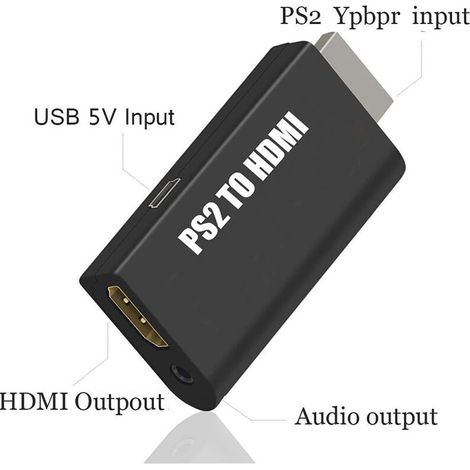 Adaptateur De Convertisseur Ps2 À Hdmi, Convertisseur Vidéo Ps2 En Convertisseur Hdmi, Sortie Audio Avec Écran Hdtv De 3,5 Mm Hdmi Supporte Tout Le Mode D'Affichage Ps2. (1/5)