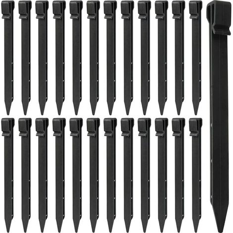 25 Stück Kunststoff-Erdanker, 25 cm lange, robuste Beeteinfassungs-Erdanker, Verankerungsnägel für Zelte, Terrassen, Rasenkanten und den Garten (Schwarz) - Crezuo