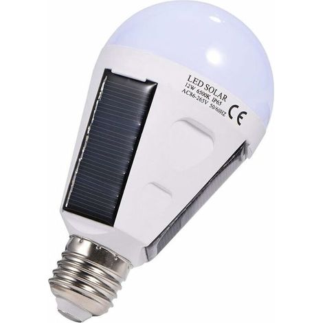 Ampoule Solaire à LED, E27 IP 65, Ampoule LED d'urgence Portable avec Crochet(12W) (1/5)