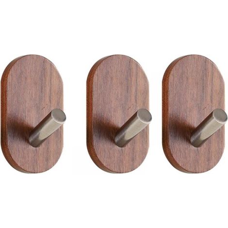 Set di 3 ganci appendiabiti in legno, attaccapanni in legno naturale, ganci decorativi per porte di casa, gancio da parete multifunzione per cappotti, borse, vestiti, chiavi, sciarpa (1/4)
