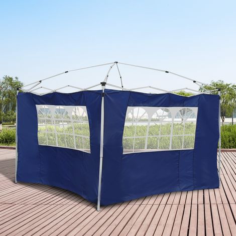 Paredes Latérales pour Carpa 3x3 m, 300x200 cm, Remplacement Tente Tissu Oxford avec Fenêtre, Bleu (1/5)