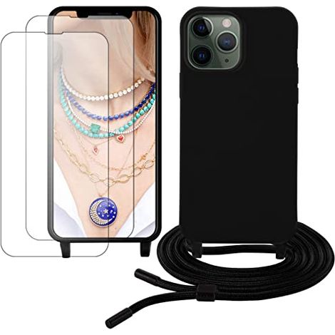 CUSTODIA PER APPLE IPHONE 13 PRO 6.10" SILICONE NERO + 2X VETRO TEMPERATO (1/5)