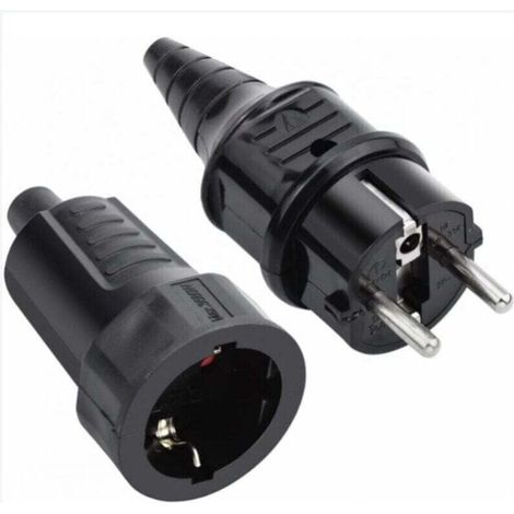 Jeu de fiches mâles et femelles en caoutchouc, XU, 250V 16A, étanche IP44 européen, Noir, produit qualité supérieure, durable et fiable, matériaux sélectionnés, conforme normes - KZQ (1/4)