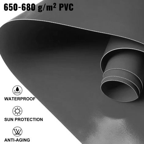Bâche à Bulle Piscine Hivernage, Anthracite en PVC 650-680 g / m² Couverture Solaire Piscine Ronde, 4 m de Diamètre Maille Serrée p… (1/5)