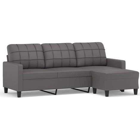 Canapé à 3 places,Sofa pour Salon,Banquette avec repose-pieds Gris 180 cm Similicuir CFW817093 (1/5)