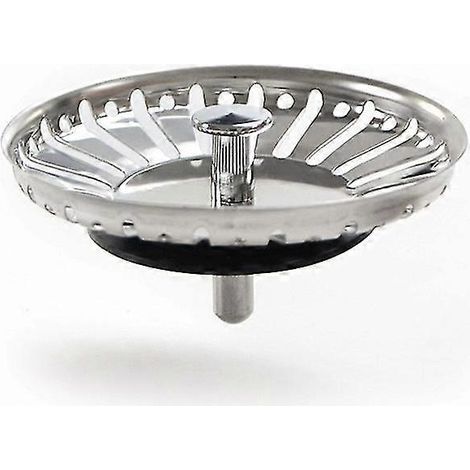 Lot de 2 crépines/bouchons d'évier, diamètre 84 mm, avec embout sphérique, en acier inoxydable. (1/5)