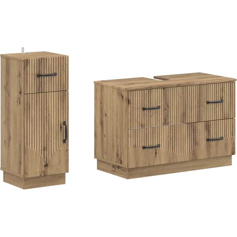 vidaXL 2 Piece Bathroom Cabinet Set HOORN Artisan Oak Engineered Wood (1/5)