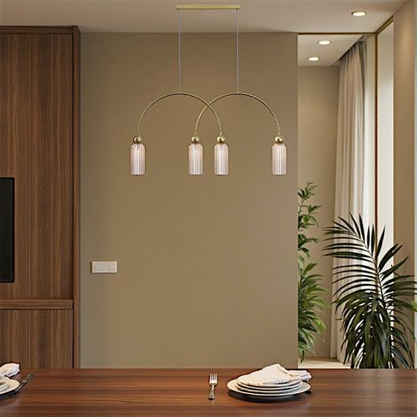 Suspension moderne double arche - verre ambré SOLANA