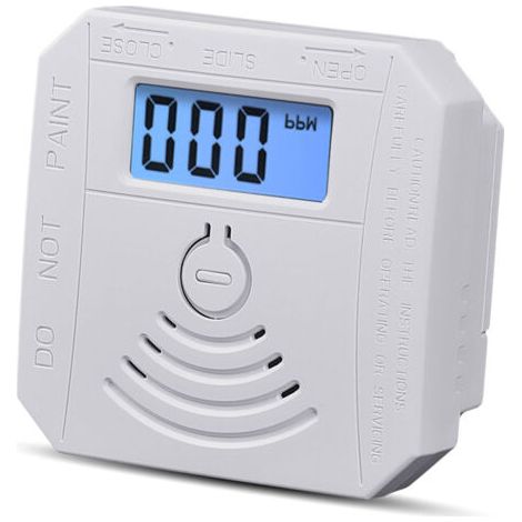 Détecteur fuites monoxyde de carbone capteur électrochimique, affichage LCD 3 chiffres, alarme sonore et lumineuse, indicateurs LED, auto-test panne, rappel batterie faible, fonctions mémoire,de DEBUN