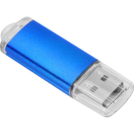 Clé USB 2 Go Bleue Coque Transparente - Mémoire Flash pour Ordinateur et Tablette