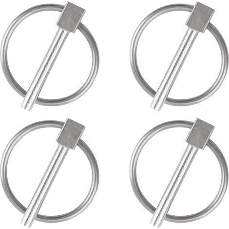 Safety Pin, 4PCS Dia 4mm Stainless Steel Round Safety Pin Trailer Locking Pin Lynch Fixing Pin for Track Farm Lawn (1/5)
