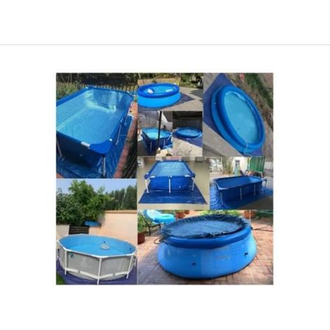 Tapis de Sol pour Piscine - Hors Terre - Bleu Imperméable Pliable - Protecteur Sol Rectangulaire (1/4)