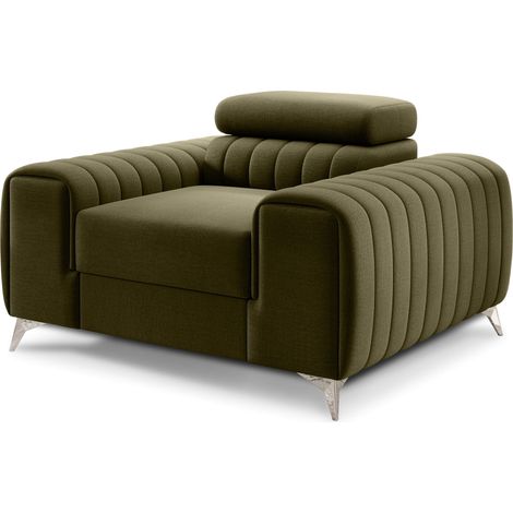 Fauteuil velours LOZA - Confort et design moderne-Vert olive (1/5)