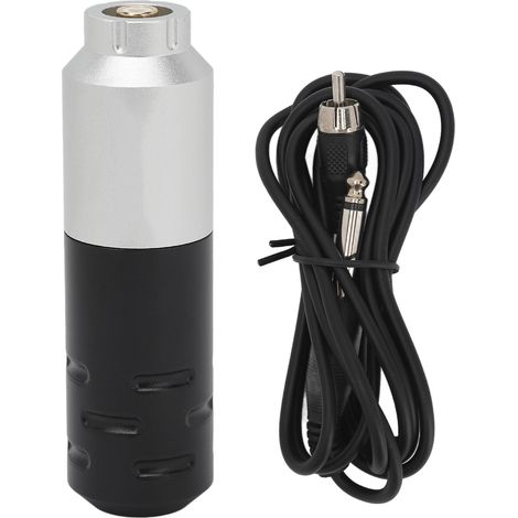 Kit de machine à tatouer argentée courte sans fil avec interface RCA rotative (1/5)