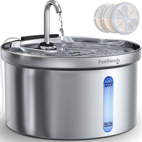 Fontaine a Eau pour Chat en Acier Inoxydable 3,5L Fontaine à Eau avec Robinet pour Chats Silencieuse avec 3 Filtre et Chargeur USB, Distributeur d'eau Chat Automatique (1/5)