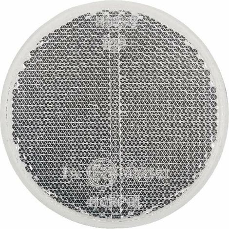 Catadioptre rond blanc 75mm avec boulon de fixation M5x19 au culot réflecteur remorque tracteur voiture (1/2)