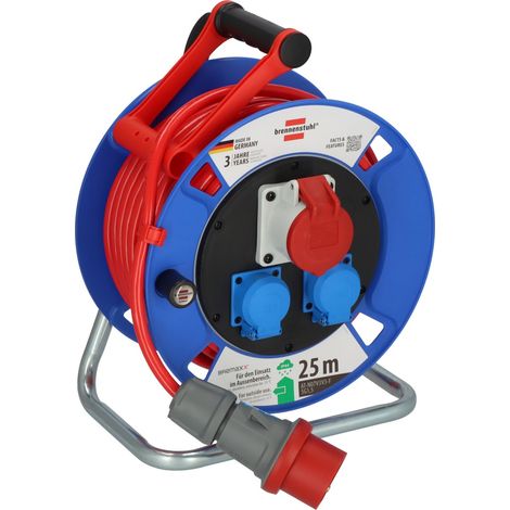 Brennenstuhl Garant CEE 1 IP44 Kabeltrommel (25m Kabel in signalrot, aus Spezialkunststoff, Einsatz im Außenbereich, Made in Germany) (1/5)