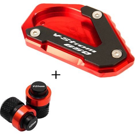 (Rouge combiné) Compatible avec SUZUKI V-STROM 650/XT VSTROM 650 DL650 2004-2022 2021 - Béquille latérale CNC - Plaque de support et extension maxpower (1/4)