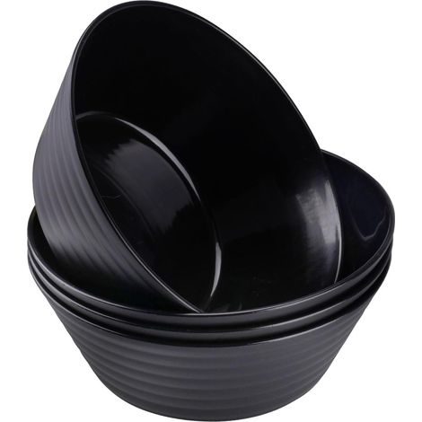4 Bols 1200ml Bol Plastique Reutilisable Noir Saladier Plastique  Plats à Tapas Grand Bol Pour Pâtes Céréales Ramen Chips Soupes,Lavable au Lave-Vaisselle et au Micro-Ondes (1/5)