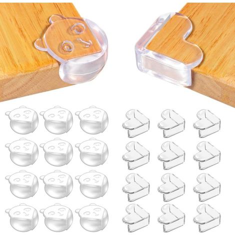 Coin de Table Protection Bebe, 24 Pièces Protege Coin de Table Bebe avec Une Super Colle Améliorée, Protection Angle Meuble en Forme de Coeur et d'ours, Protection Coin de Table Bébé (1/5)