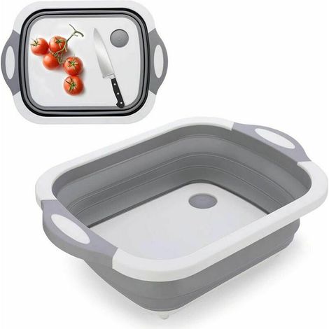 Planche à découper 3-en- évier pliable bol pliable panier de rangement panier de camping portable cuisine planche égouttoir bol évier multifonction dans la cuisine du camping-car (1/5)