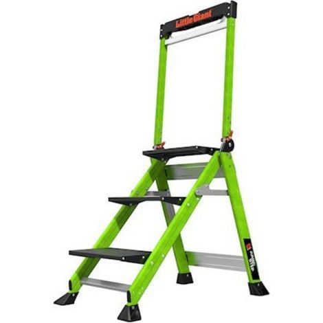 Little Giant – Marchepied Jumbo 3 marches en fibre de verre – Hauteur d'accès 2,60 m – Marches extra-larges antidérapantes – Système d'ouverture simplifié (1/5)
