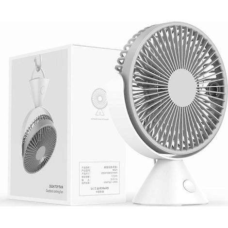Ventilateur de plafond rechargeable USB 4000 mAh, ventilateur de bureau pour camping, tente, lit, maison ou bureau (1/4)