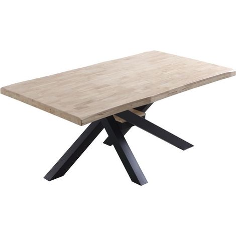 Home Heavenly® - Mesa comedor industrial GAEL, madera de roble y patas metal cruzadas. 180 x 100 cm Color: Roble Nordish - Negro (1/5)