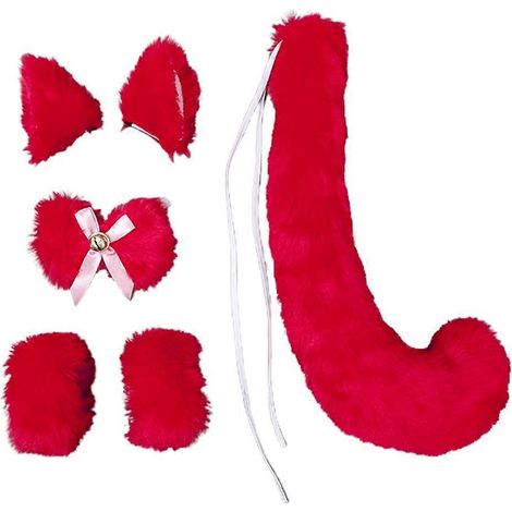 Lot de 6 pinces à cheveux oreilles de chat en peluche, accessoires de déguisement pour Pâques, pour enfants et adultes (rouge). (1/4)