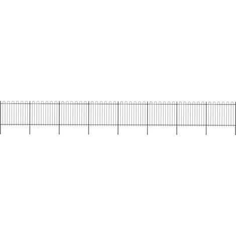 Recinzione da Giardino con Parte Superiore ad Anello in Acciaio 1339x150 cm Nera vidaXL
