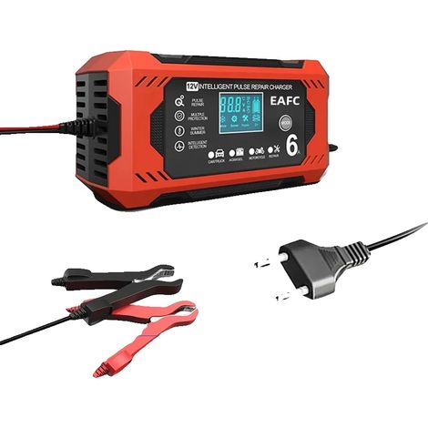 Cargador de baterías, carga automática inteligente, múltiples funciones de protección, enchufe europeo de 6 A. (1/2)